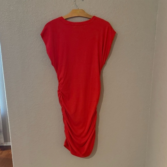 EUC Michael Stars Maude Power Shoulder Vibrant Coral Red Mini Dress - Picture 10 of 10